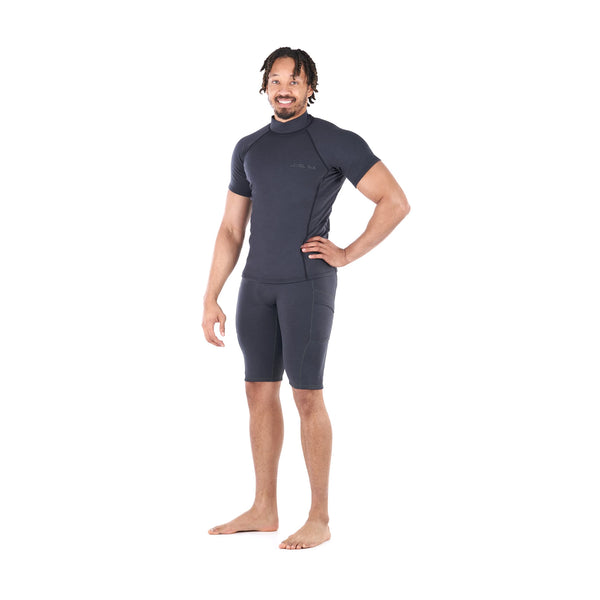 Jericho Short Sleeve Neoprene Top — Black Heather
