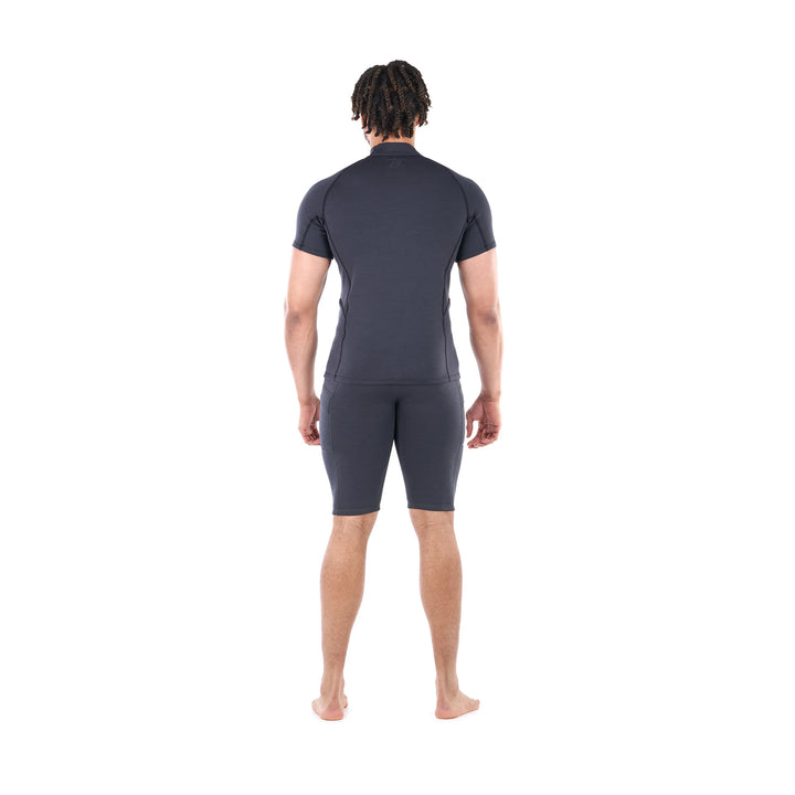 Jericho Short Sleeve Neoprene Top — Black Heather (3)#color_black-heather