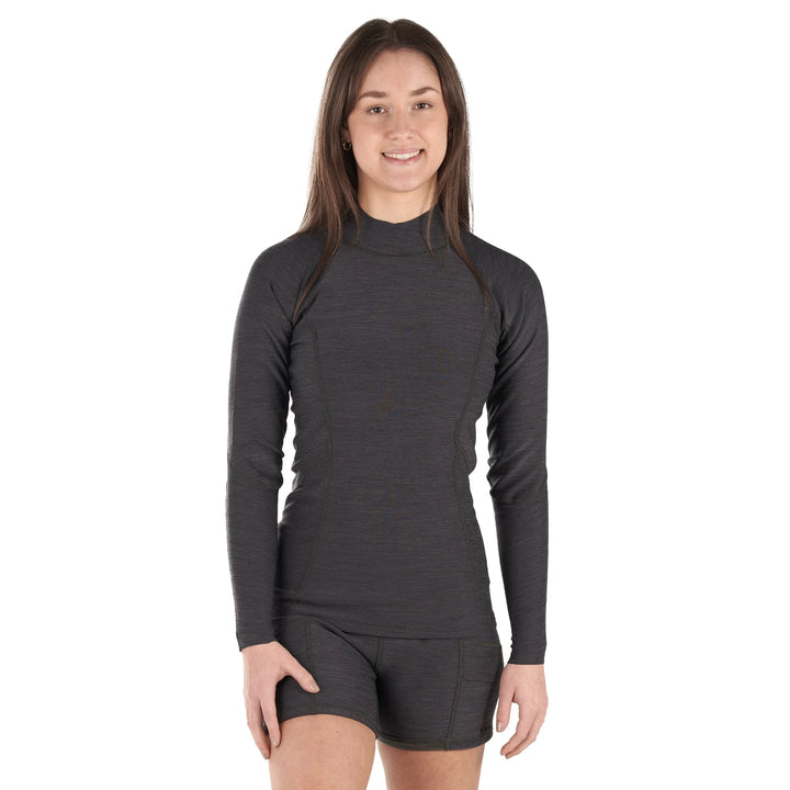 Sombrio Long Sleeve Neoprene Top — Black Heather (2)#color_black-heather