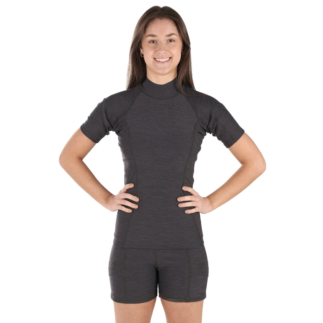 Sombrio Short Sleeve Neoprene Top — Black Heather#color_black-heather