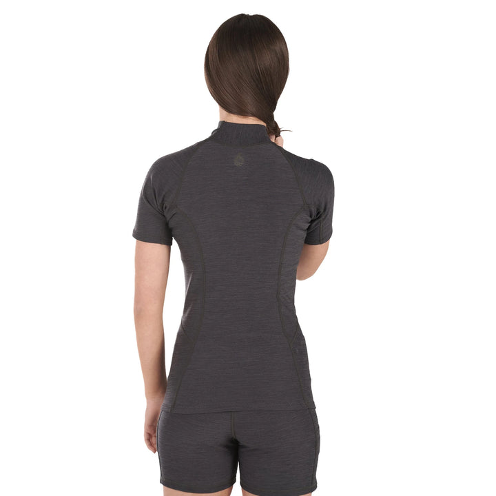 Sombrio Short Sleeve Neoprene Top — Black Heather (3)#color_black-heather