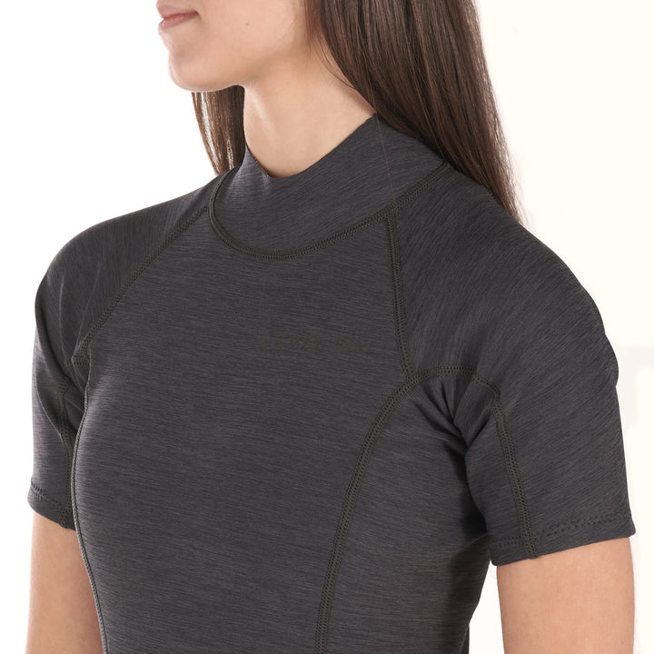 Sombrio Short Sleeve Neoprene Top — Black Heather (4)#color_black-heather