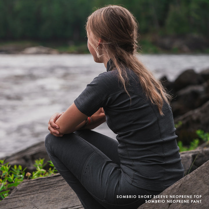 Sombrio Short Sleeve Neoprene Top — Black Heather (5)#color_black-heather